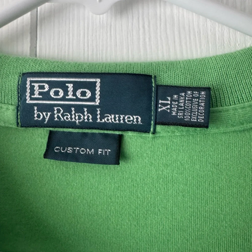 Polo Ralph Lauren Light Green & Orange Pony Polo Shirt XL Custom Fit Luxury